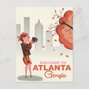 Cartão Postal Cartaz de viagem vintage de Atlanta Geórgia