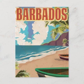 Cartão Postal Cartaz de viagem vintage de Barbados