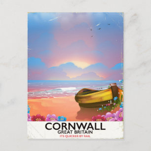 Cartão Postal cartaz de viagem vintage de barco de pesca de Corn