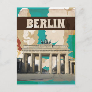 Cartão Postal Cartaz de viagem vintage de Berlim impresso