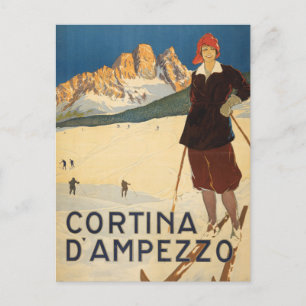 Cartão Postal Cartaz de viagem vintage de Cortina d'Ampezzo, Itá