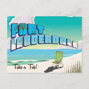 Cartão Postal Cartaz de viagem vintage de Fort Lauderdale