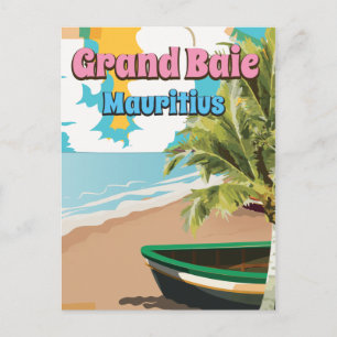 Cartão Postal Cartaz de viagem vintage de Grand Baie Maurícia.