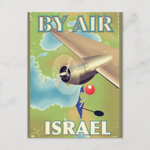 Cartão Postal Cartaz de viagem vintage de Israel de avião