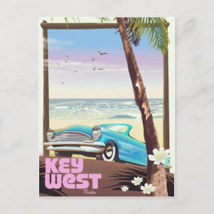 Cartão Postal cartaz de viagem vintage de key west florida