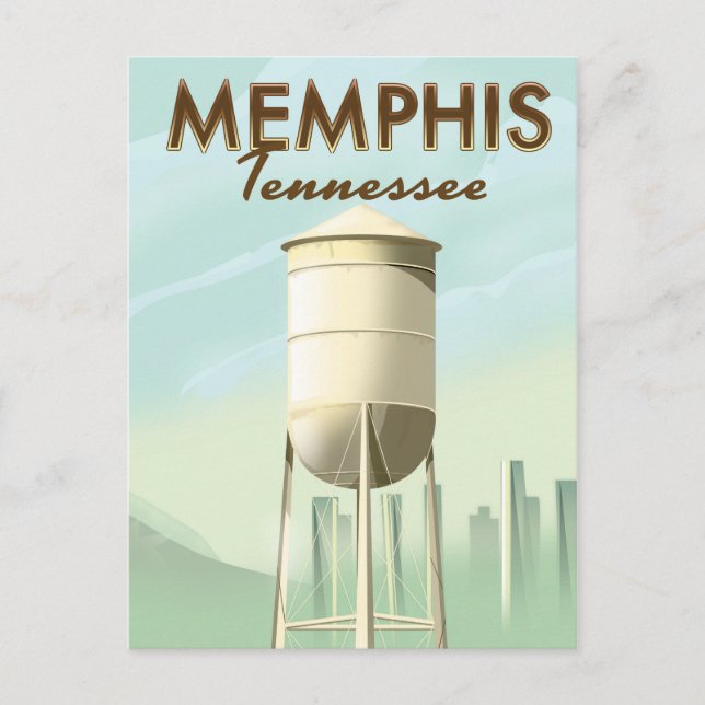 Cartão Postal Cartaz de viagem vintage de Memphis Tennessee (Frente)