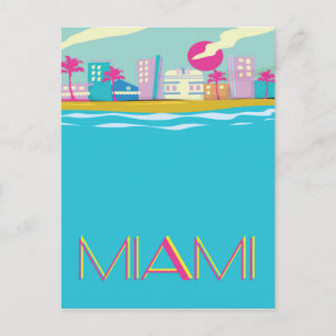 Cartão Postal Cartaz de viagem vintage de Miami dos anos 80