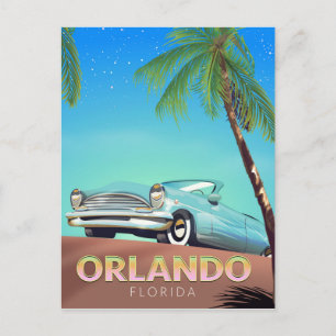 Cartão Postal Cartaz de viagem vintage de Orlando Flórida,