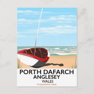 Cartão Postal Cartaz de viagem vintage de Porth Dafarch, Anglese