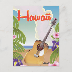 Cartão Postal Cartaz de viagem vintage de violão acústico do Hav