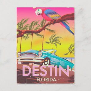 Cartão Postal Cartaz de viagem vintage Destin Flórida EUA.