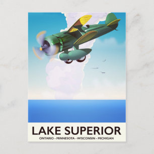 Cartão Postal Cartaz de viagem vintage do Lago Superior