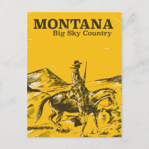 Cartão Postal Cartaz de viagem vintage do Montana Big sky Countr