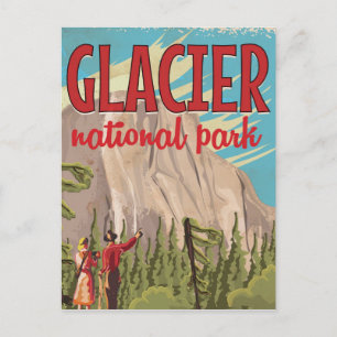 Cartão Postal Cartaz de viagem vintage do Parque Nacional Glacie