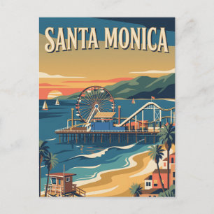 Cartão Postal Cartaz de Viagem Vintage do Pier de Santa Mônica C