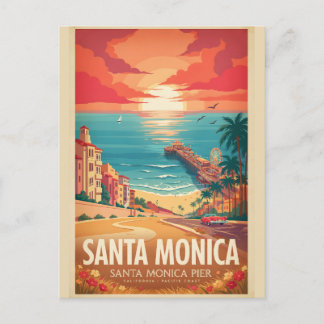 Cartão Postal Cartaz de Viagem Vintage do Pier de Santa Mônica C