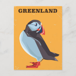 Cartão Postal Cartaz de viagem vintage do Puffin da Gronelândia