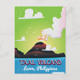 Cartão Postal Cartaz de viagem vintage do vulcão Taal Filipinas