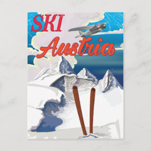 Cartão Postal Cartaz de viagem vintage Esqui Áustria