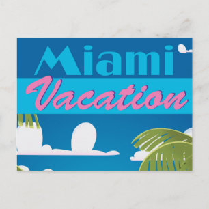 Cartão Postal cartaz de viagem vintage férias em Miami Beach EUA