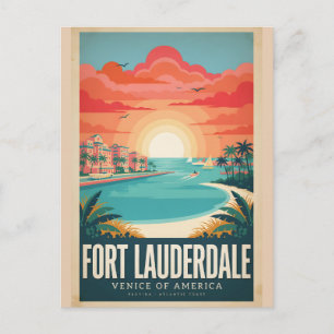 Cartão Postal Cartaz de Viagem Vintage Fort Lauderdale Flórida