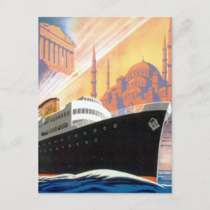 Cartão Postal Cartaz de Viagem Vintage Grécia e Istambul Viagem 