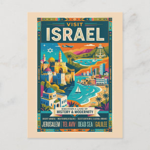Cartão Postal Cartaz de Viagem Vintage Israel