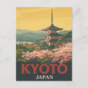 Cartão Postal Cartaz de Viagem Vintage Kyoto Japão Pagode