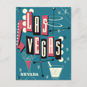 Cartão Postal Cartaz de viagem vintage Las Vegas nevada