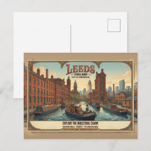 Cartão Postal Cartaz de Viagem Vintage Leeds Inglaterra