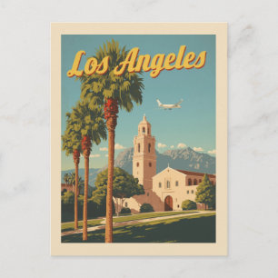 Cartão Postal Cartaz de Viagem Vintage Los Angeles Missão