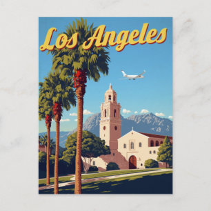 Cartão Postal Cartaz de Viagem Vintage Los Angeles Missão