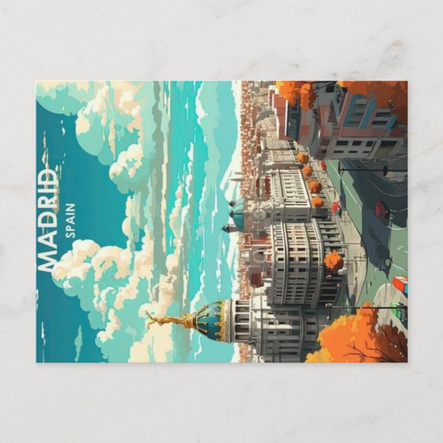 Cartão Postal cartaz de viagem vintage madrid espanha (Frente)