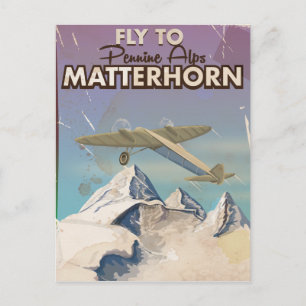 Cartão Postal Cartaz de viagem vintage Matterhorn, Alpes Peninos