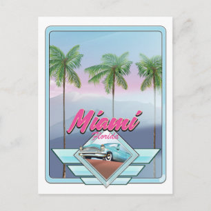 Cartão Postal Cartaz de viagem vintage Miami Flórida