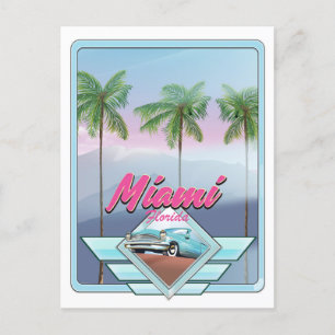 Cartão Postal Cartaz de viagem vintage Miami Flórida
