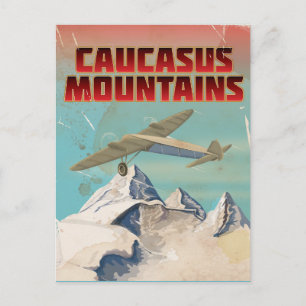 Cartão Postal cartaz de viagem vintage montanhas do Cáucaso