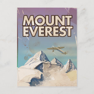 Cartão Postal Cartaz de viagem vintage Monte Everest