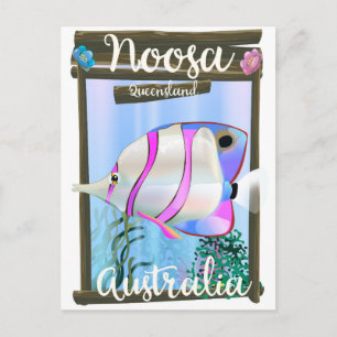 Cartão Postal Cartaz de viagem vintage Noosa Austrália