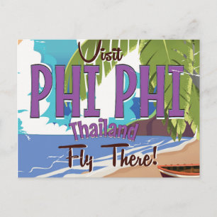 Cartão Postal Cartaz de viagem vintage Phi Phi Tailândia