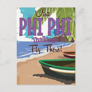 Cartão Postal Cartaz de viagem vintage Phi Phi Tailândia