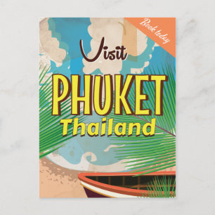 Cartão Postal Cartaz de viagem vintage Phuket Tailândia