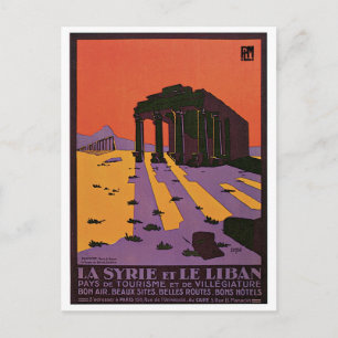 Cartão Postal Cartaz de viagem vintage Síria e Líbano