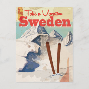 Cartão Postal Cartaz de Viagem Vintage Suécia