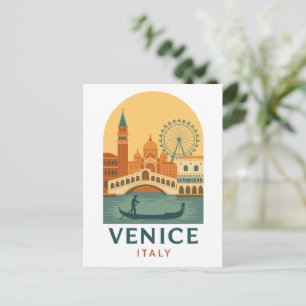 Cartão Postal Cartaz de Viagem Vintage Veneza Itália Postal Retr