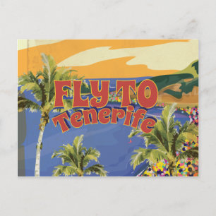 Cartão Postal Cartaz de Viagem Vintage Voar Para Tenerife