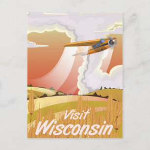 Cartão Postal cartaz de viagem vintage Wisconsin