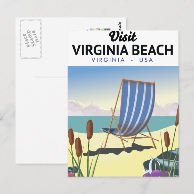 Cartão Postal Cartaz de viagem Virginia Beach Virgínia EUA (Frente/Verso)