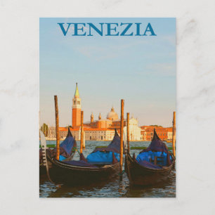 Cartão Postal Cartaz de Viagens vintage de Veneza, Itália, Gondo