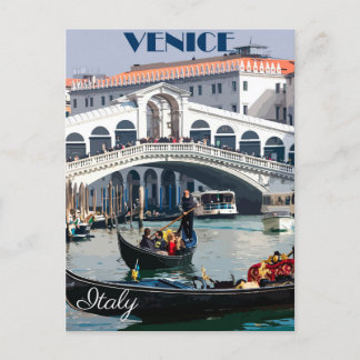 Cartão Postal Cartaz de Viagens vintage de Veneza, Itália, Gondo